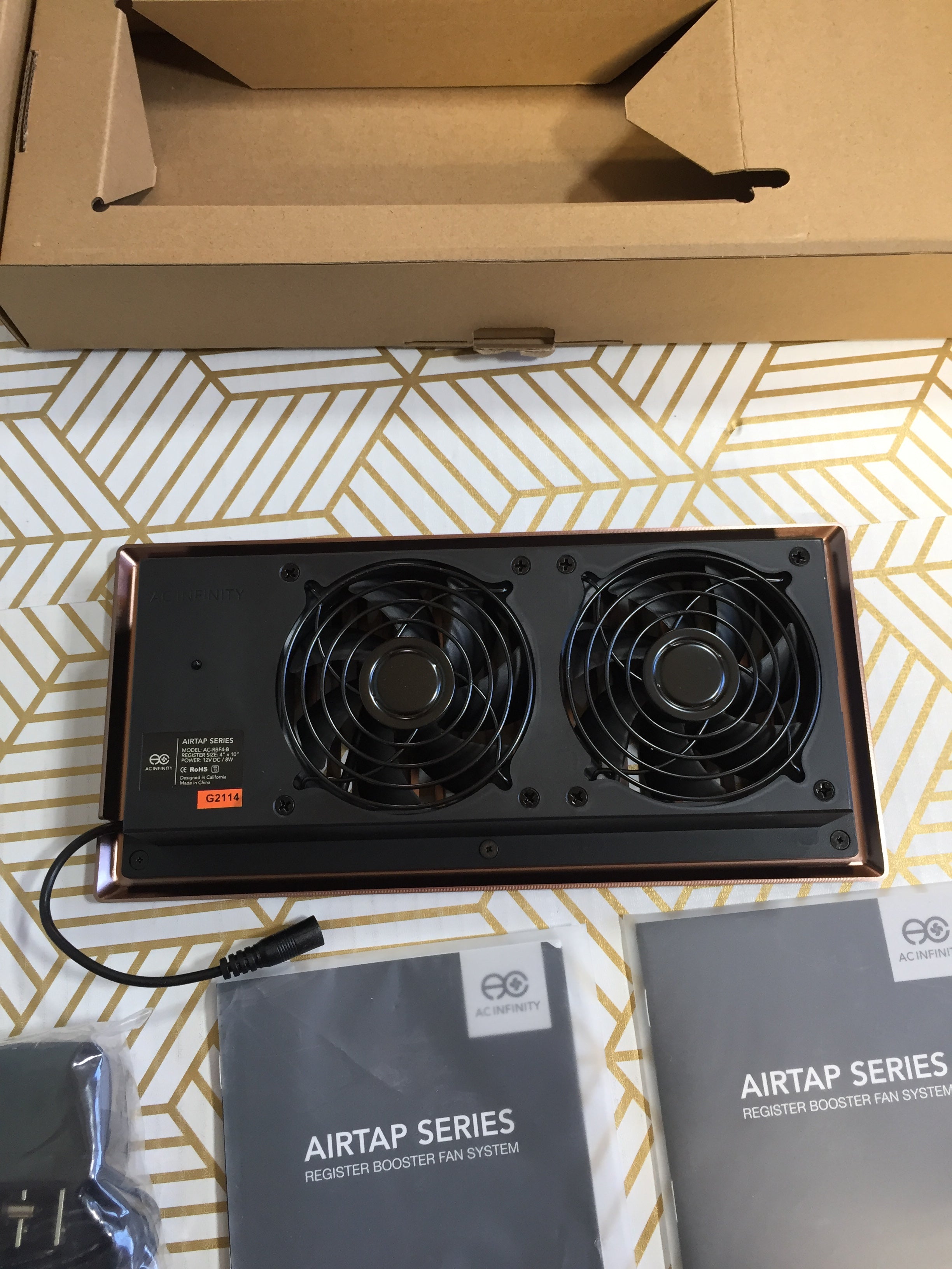 AC Infinity AIRTAP T4, Quiet Register Booster Fan with Thermostat Control 4"x10" (7754558800110)